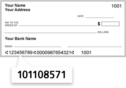 101108571 routing number on Bank of Hays check