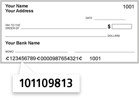 101109813 routing number on Bank of Palmer check