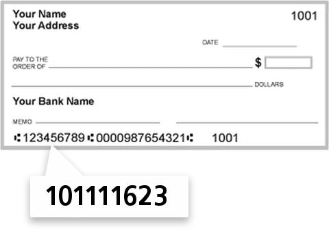 101111623 routing number on Bank of the Prairie check