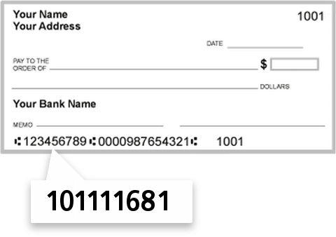 101111681 routing number on Exchange State Bank check