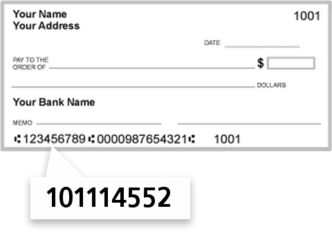 101114552 routing number on First National Bank Hope check