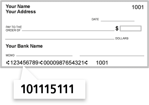 101115111 routing number on First National Bank check