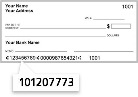 101207773 routing number on First Security Bank check