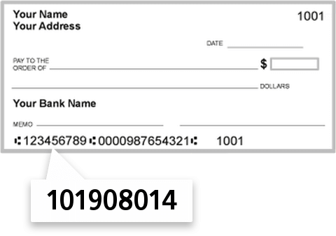 101908014 routing number on Bank of Brookfieldpurdinna check