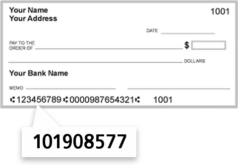 101908577 routing number on State Bank of Missouri check
