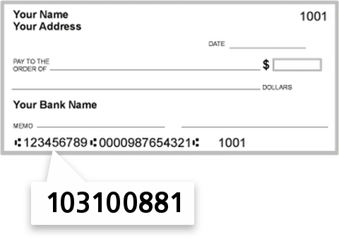 103100881 routing number on First United Bank & Trust Company check