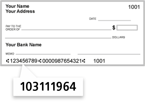 103111964 routing number on Shamrock Bank NA check