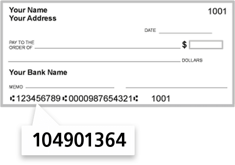 104901364 routing number on Jones National Bank & Trust Company check