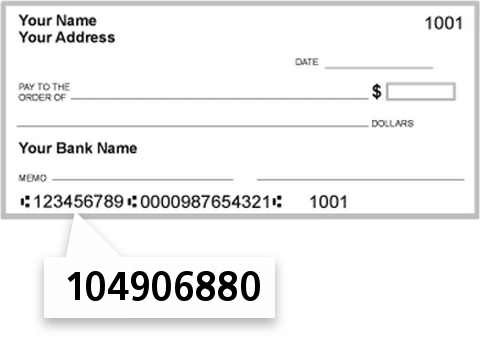 104906880 routing number on State Bank of Colon check