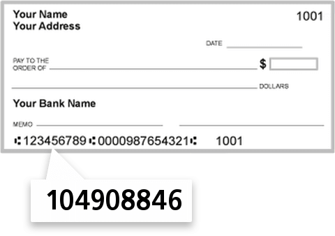 104908846 routing number on State Bank of Table Rock check