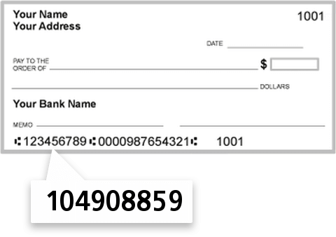 104908859 routing number on Trivalley Bank check