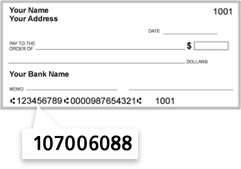 107006088 routing number on Firstbank of Aurora NA check