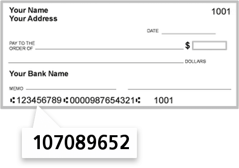 107089652 routing number on First Citizens Bank & Trust Company check