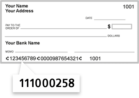 111000258 routing number on Bank of America check