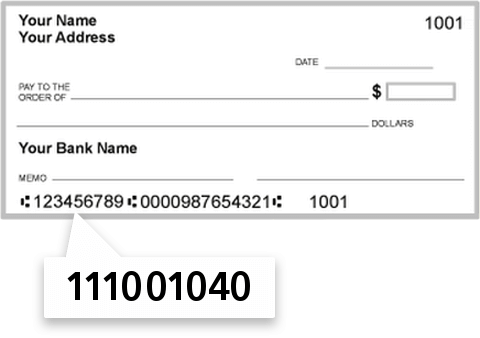 111001040 routing number on Inwood National Bank check