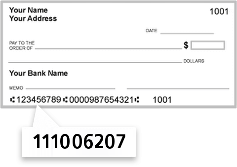 111006207 routing number on Bank of Texas check
