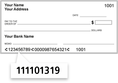 111101319 routing number on Franklin State Bank & Trust CO check