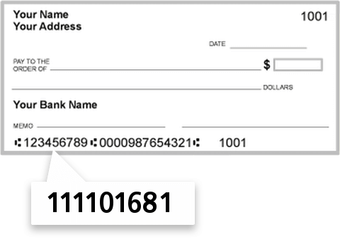 111101681 routing number on Bank of Coushatta check