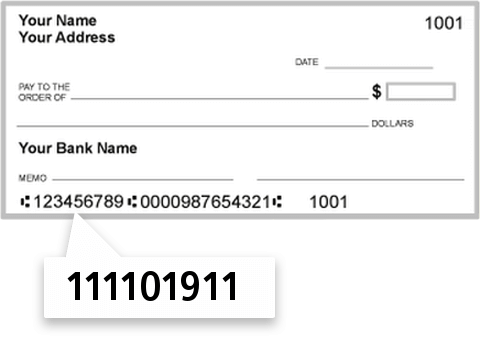 111101911 routing number on Catahoulalasalle Bank check
