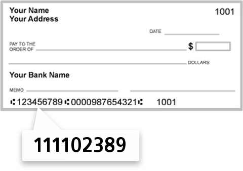 111102389 routing number on Cross Keys Bank check
