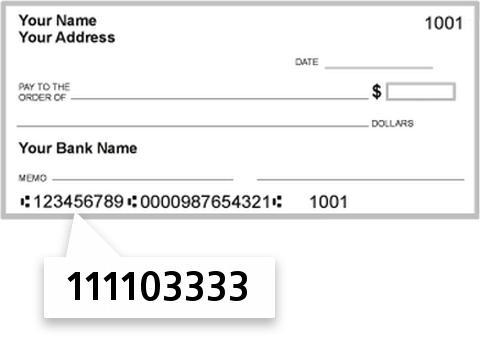 111103333 routing number on First Natl Bank of Benton check