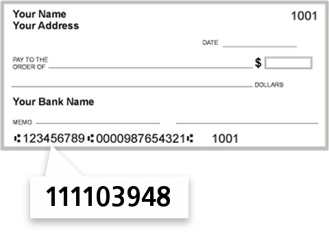 111103948 routing number on Tensas State Bank check