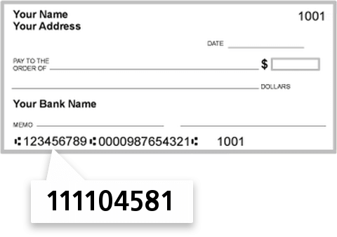 111104581 routing number on Community Bank of LA check