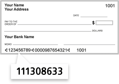 111308633 routing number on First State Bank check