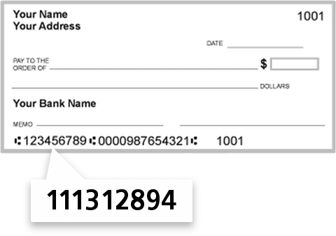 111312894 routing number on First State Bank check