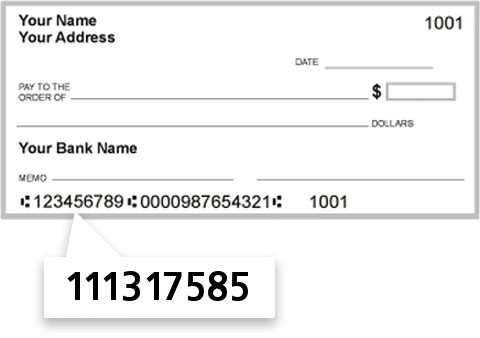 111317585 routing number on Crockett National Bank check