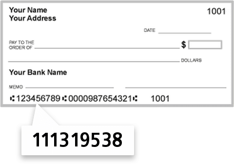 111319538 routing number on First National Bank check