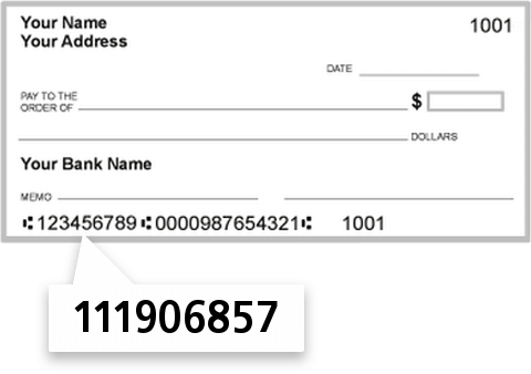 111906857 routing number on Bank of Texas NA check