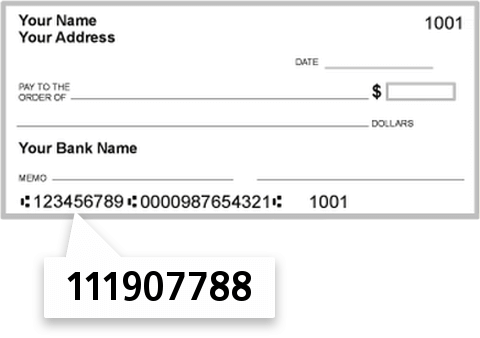 111907788 routing number on First Bank check