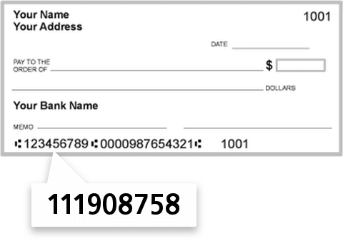 111908758 routing number on First National Bank check