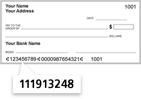111913248 routing number on First National Bank check