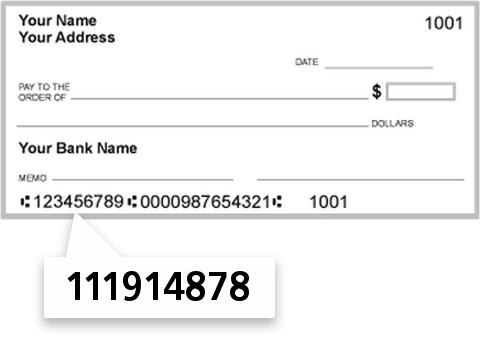 111914878 routing number on First National Bank check