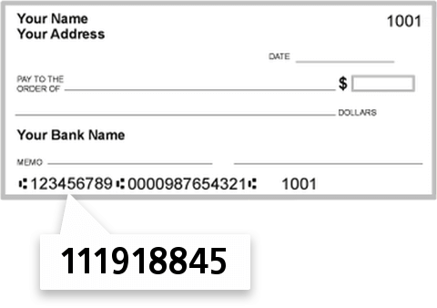 111918845 routing number on Alliance Bank Central Texas check