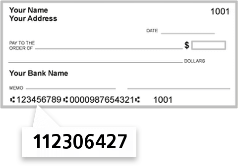 112306427 routing number on BIG Bend Banks NA check