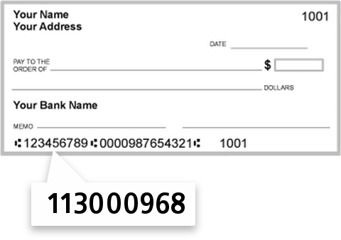113000968 routing number on Whitney Bank check