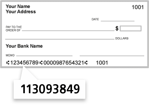 113093849 routing number on Cadence Bank NA check