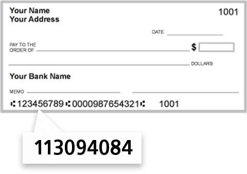 113094084 routing number on Spirit of Texas Bank SSB check