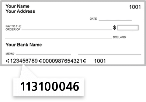 113100046 routing number on Frost National Bank check