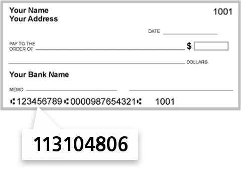113104806 routing number on Commercial State Bank check