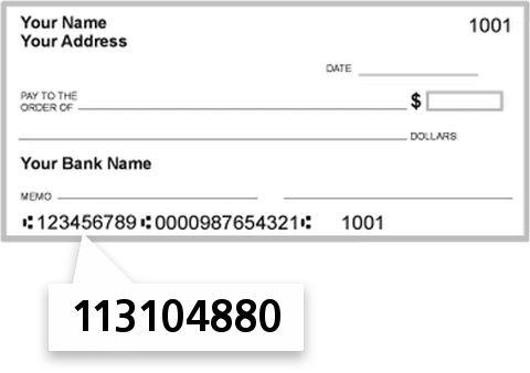 113104880 routing number on First National Bank check