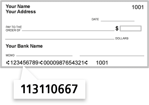 113110667 routing number on Bancorp South check