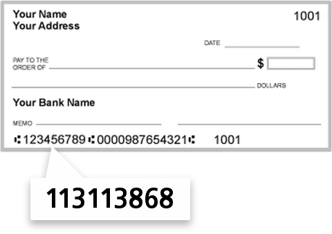 113113868 routing number on First National Bank check