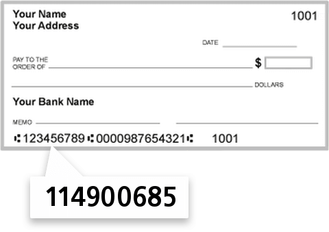 114900685 routing number on Wells Fargo check