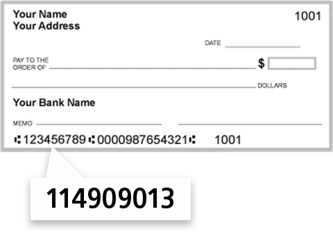114909013 routing number on Compass Bank check