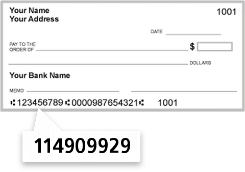 114909929 routing number on Prosperity Bank check