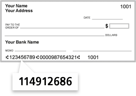 114912686 routing number on Kleberg Bank NA check